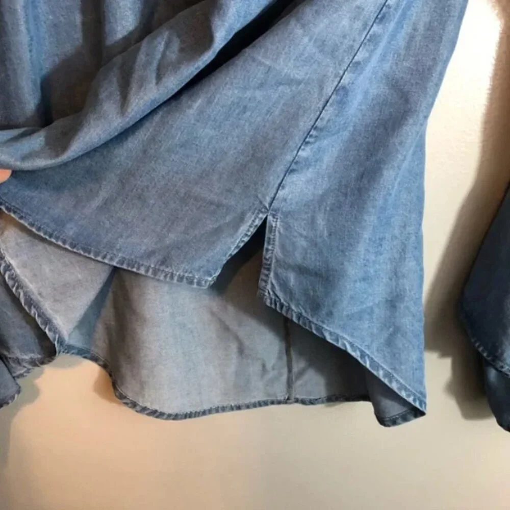 Veronica Beard Mia Ruffle Chambray Top - Picture 5 of 8